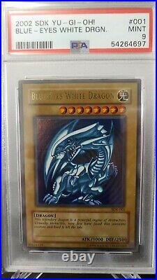 Yugioh 2002 SDK Blue Eyes White Dragon 1st Edition and Unlimited PSA 9