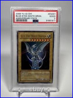 Yugioh Blue Eyes White Dragon Anniversary Pack YAP1-EN001 PSA 2 Limited Ed