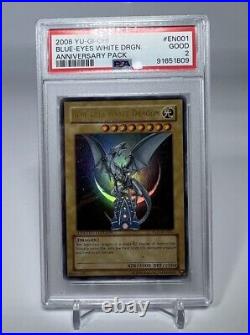 Yugioh Blue Eyes White Dragon Anniversary Pack YAP1-EN001 PSA 2 Limited Ed