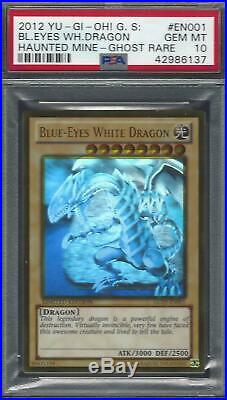 Yugioh Blue Eyes White Dragon Ghost Rare GLD5-EN038 PSA 10 GEM MINT POP 4 OF 64