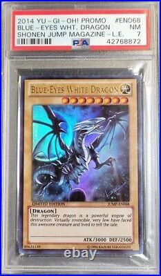 Yugioh Blue-Eyes White Dragon JUMP-EN068 20014 PSA 7