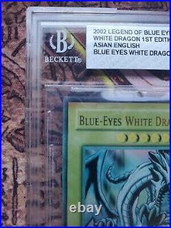 Yugioh Blue Eyes White Dragon LOB-001 1st Edition Faded Asian English BGS 7 PSA