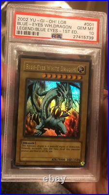 Yugioh Blue Eyes White Dragon LOB-001 1st PSA 10 Wavy + Unlimited Blue Eyes