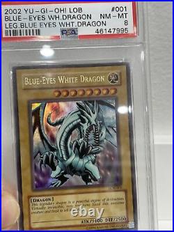 Yugioh Blue Eyes White Dragon LOB-001 Ultra Rare PSA 8 Near Mint / MINT Grail