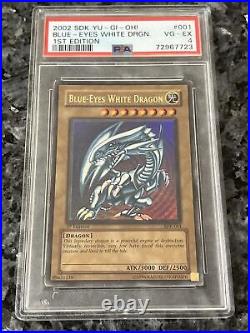 Yugioh Blue-Eyes White Dragon SDK-001 Ultra Rare 1st Edition PSA 4 VG-EX