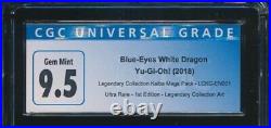 Yugioh CGC 9.5 Gem Mint Blue Eyes White Dragon Ultra RARE 1st Edition LCKC-En001