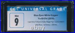 Yugioh CGC 9 Mint Blue Eyes White Dragon Ultra RARE 1st Edition LCKC-En001 LOB