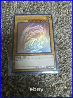 Yugioh Card Blue-Eyes White Dragon Holographic Ghost Rare TRC1-KR000 Korean NM