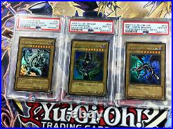 Yugioh ENTIRE PSA 10 Legend Blue-Eyes White Dragon LOB Wavy 1st Edition Holo Set