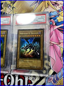 Yugioh ENTIRE PSA 10 Legend Blue-Eyes White Dragon LOB Wavy 1st Edition Holo Set