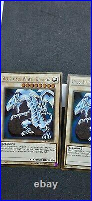 Yugioh PGL2-EN080 Blue-Eyes White Dragon 1st Edition 3x Premium Gold Rare NM EN