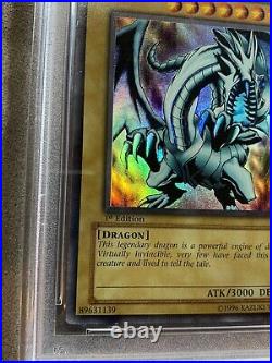 Yugioh PSA 8 Blue Eyes White Dragon LOB-001 1st Edition American English