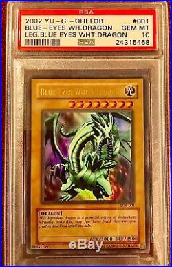 Yugioh PSA10 Blue Eyes White Dragon Holo LOB-001 Gem Mint