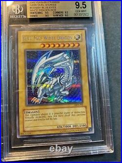 Yugioh QUAD BGS 9.5 Blue-Eyes White Dragon DDS-001 Prismatic Secret Rare