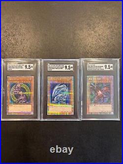 Yugioh SGC 9.5 Blue Eyes Dark Magician Red Eyes 20th Anniv. Prismatic Art