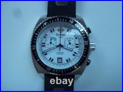 Zodiac Sea Dragon chronograph ZO2285. White dial. Rotating bezel. Quartz. Pre-own